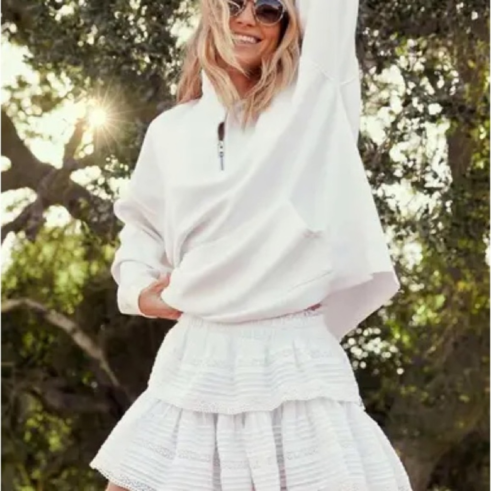Aerie White Skater Mini Skirt with Tiered Design